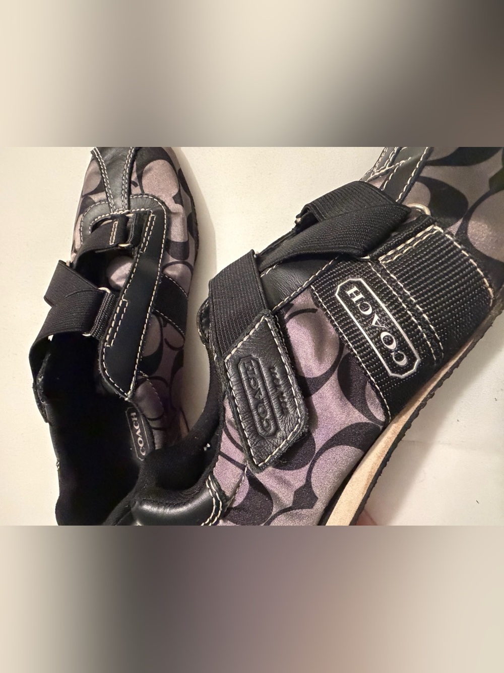 Coach Women's Black & Grey Signature Hook-and-Loop Sneakers